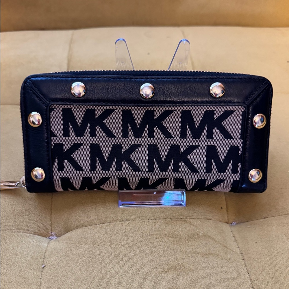 Michael Kors Black and Gray Studded Wallet